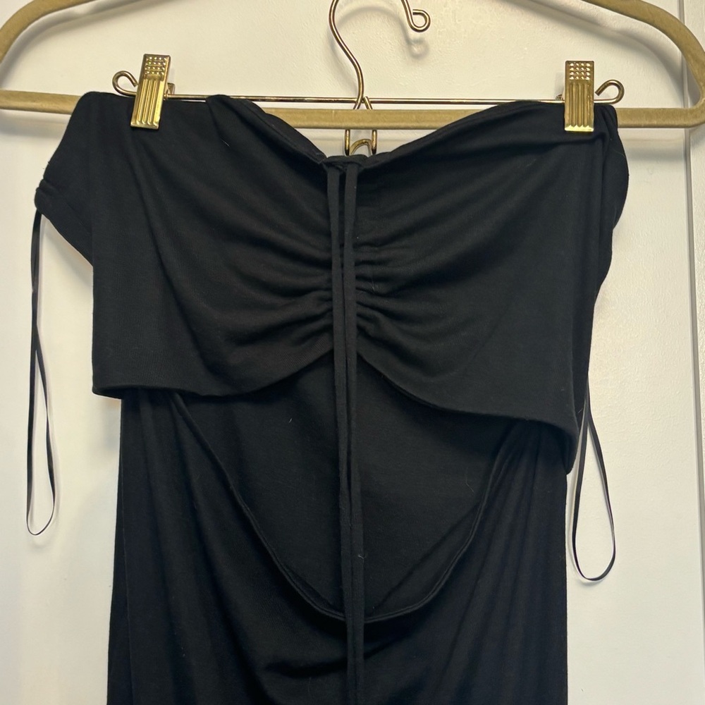 Crescent Black Strapless Cut-Out Bodycon Midi Dress - Size L - Picture 4 of 7